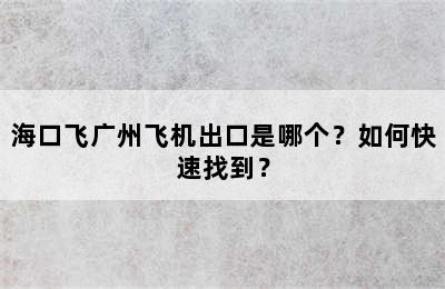 海口飞广州飞机出口是哪个？如何快速找到？