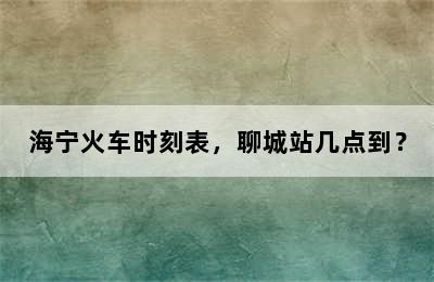 海宁火车时刻表，聊城站几点到？