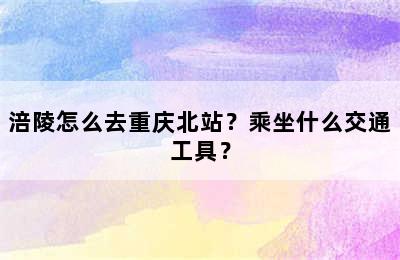 涪陵怎么去重庆北站？乘坐什么交通工具？