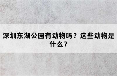 深圳东湖公园有动物吗？这些动物是什么？