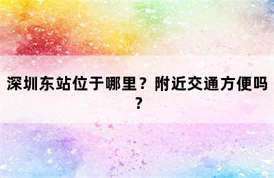 深圳东站位于哪里？附近交通方便吗？