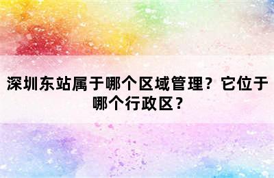 深圳东站属于哪个区域管理？它位于哪个行政区？