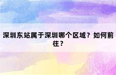 深圳东站属于深圳哪个区域？如何前往？