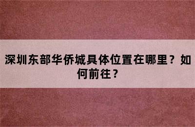 深圳东部华侨城具体位置在哪里？如何前往？