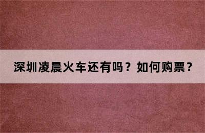 深圳凌晨火车还有吗？如何购票？