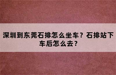 深圳到东莞石排怎么坐车？石排站下车后怎么去？