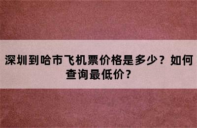 深圳到哈市飞机票价格是多少？如何查询最低价？