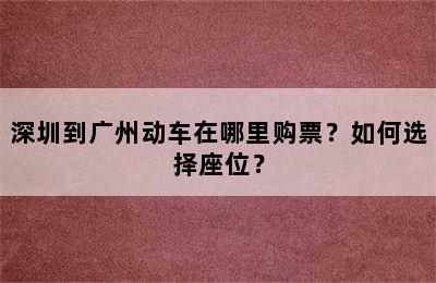 深圳到广州动车在哪里购票？如何选择座位？
