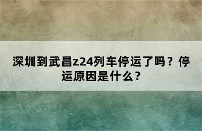 深圳到武昌z24列车停运了吗？停运原因是什么？