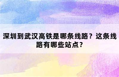 深圳到武汉高铁是哪条线路？这条线路有哪些站点？