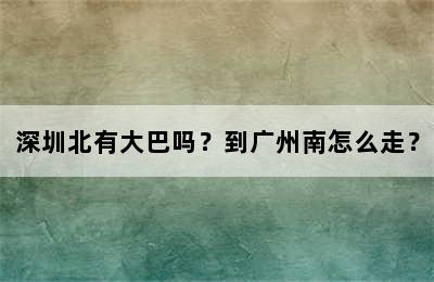 深圳北有大巴吗？到广州南怎么走？