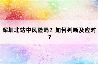 深圳北站中风险吗？如何判断及应对？