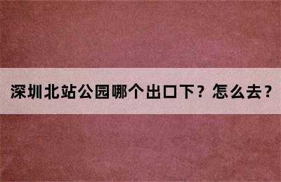 深圳北站公园哪个出口下？怎么去？
