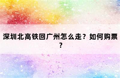 深圳北高铁回广州怎么走？如何购票？