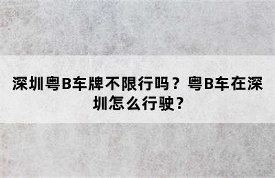 深圳粤B车牌不限行吗？粤B车在深圳怎么行驶？
