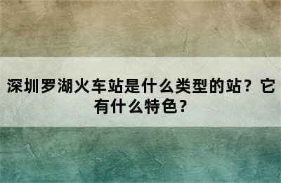 深圳罗湖火车站是什么类型的站？它有什么特色？