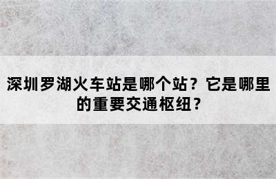 深圳罗湖火车站是哪个站？它是哪里的重要交通枢纽？