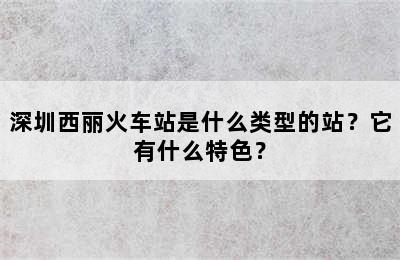深圳西丽火车站是什么类型的站？它有什么特色？