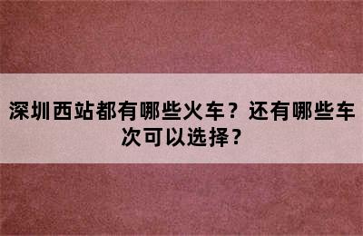 深圳西站都有哪些火车？还有哪些车次可以选择？