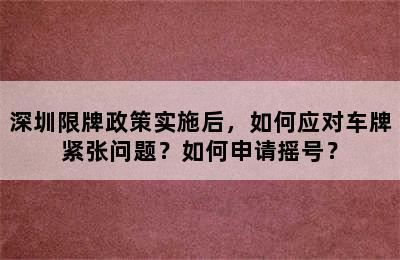深圳限牌政策实施后，如何应对车牌紧张问题？如何申请摇号？
