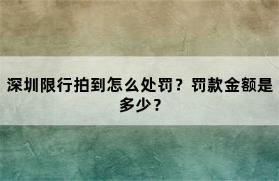 深圳限行拍到怎么处罚？罚款金额是多少？