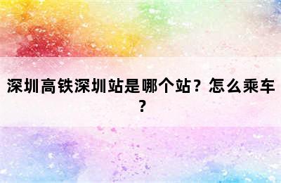 深圳高铁深圳站是哪个站？怎么乘车？