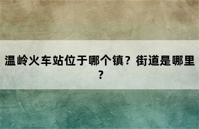 温岭火车站位于哪个镇？街道是哪里？