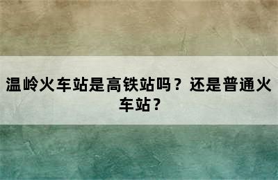 温岭火车站是高铁站吗？还是普通火车站？