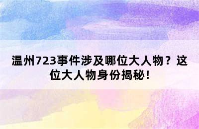 温州723事件涉及哪位大人物？这位大人物身份揭秘！