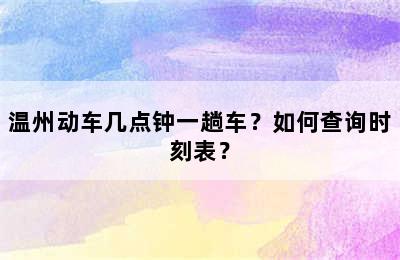 温州动车几点钟一趟车？如何查询时刻表？