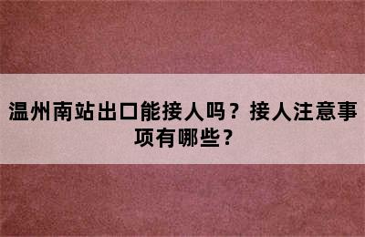 温州南站出口能接人吗？接人注意事项有哪些？