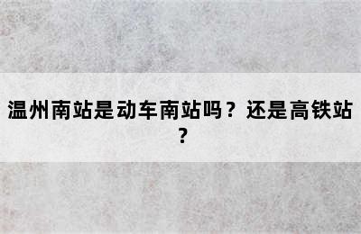 温州南站是动车南站吗？还是高铁站？