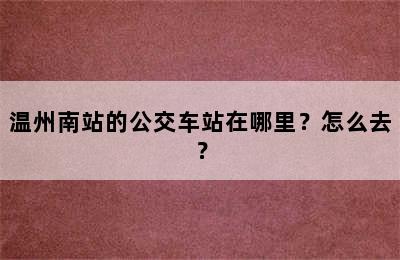 温州南站的公交车站在哪里？怎么去？