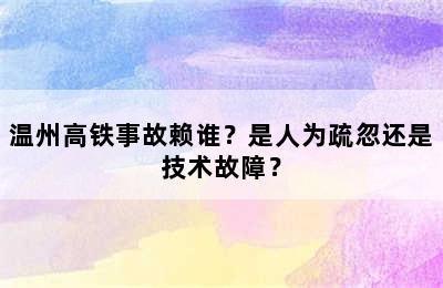 温州高铁事故赖谁？是人为疏忽还是技术故障？