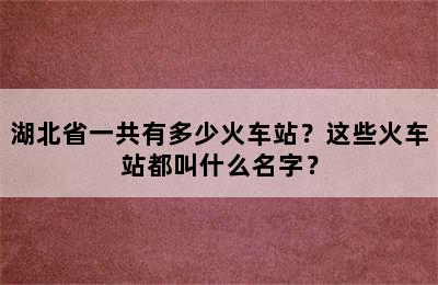 湖北省一共有多少火车站？这些火车站都叫什么名字？