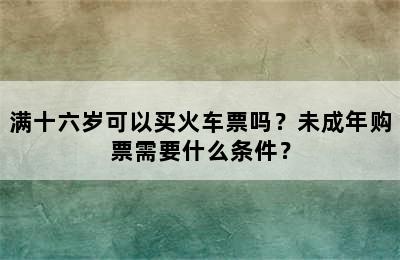 满十六岁可以买火车票吗？未成年购票需要什么条件？