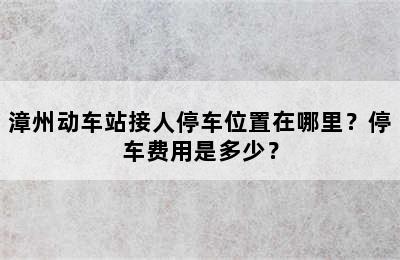漳州动车站接人停车位置在哪里？停车费用是多少？