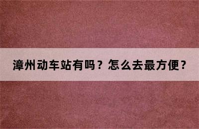 漳州动车站有吗？怎么去最方便？