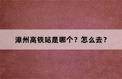 漳州高铁站是哪个？怎么去？
