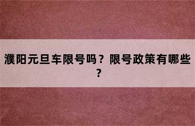 濮阳元旦车限号吗？限号政策有哪些？