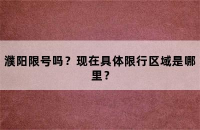 濮阳限号吗？现在具体限行区域是哪里？