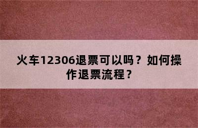 火车12306退票可以吗？如何操作退票流程？