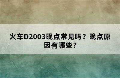 火车D2003晚点常见吗？晚点原因有哪些？