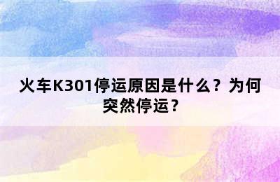 火车K301停运原因是什么？为何突然停运？