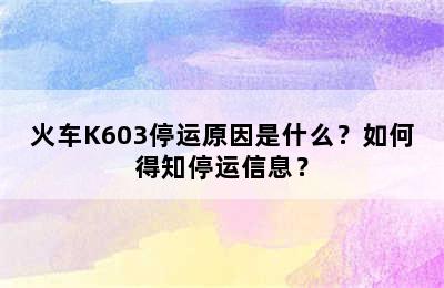 火车K603停运原因是什么？如何得知停运信息？