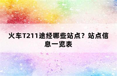 火车T211途经哪些站点？站点信息一览表