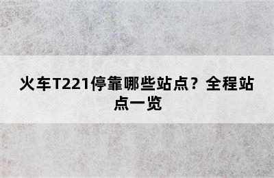 火车T221停靠哪些站点？全程站点一览