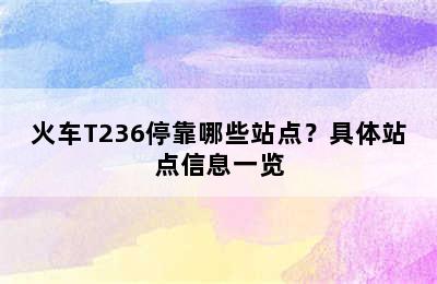 火车T236停靠哪些站点？具体站点信息一览