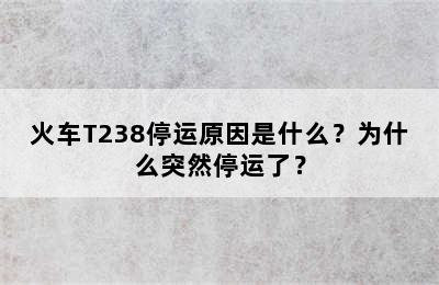 火车T238停运原因是什么？为什么突然停运了？