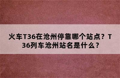 火车T36在沧州停靠哪个站点？T36列车沧州站名是什么？